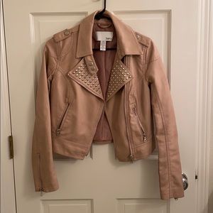 Bar III Moto jacket faux leather blush pink studded M
